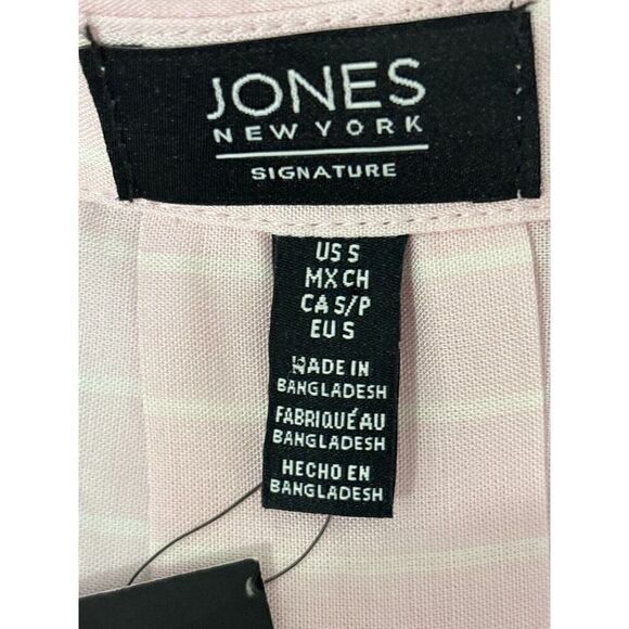 Jones New York Women’s Pink & White Striped Hi-Lo Hem Blouse Size S NWT - Picture 4 of 4